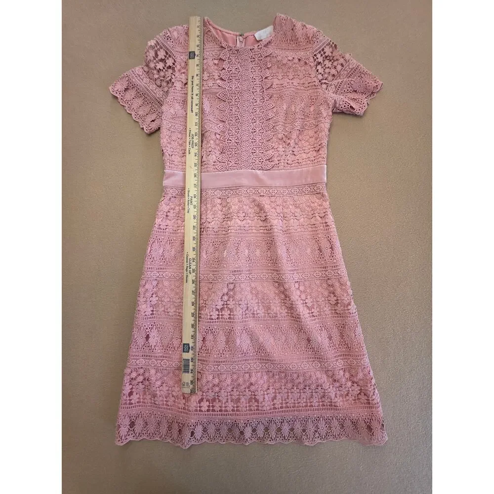 Rachel Parcell Pink Floral Guipure Lace Sheath Midi Dress Sz Medium
